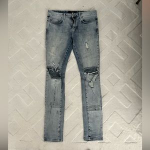 REPRESENT essential jeans “knee destroyer” in acid blue